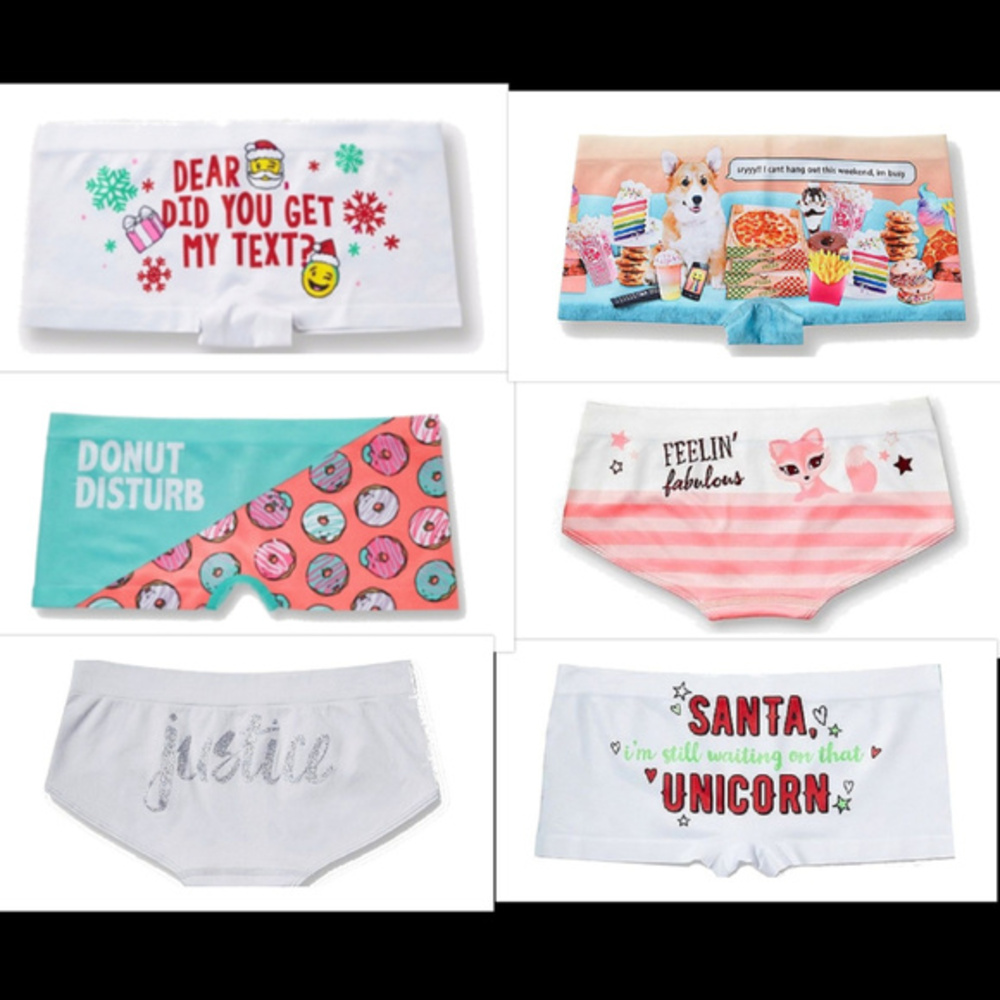 NWT Justice Girls 6 Pair Panties 8/10  Shorties